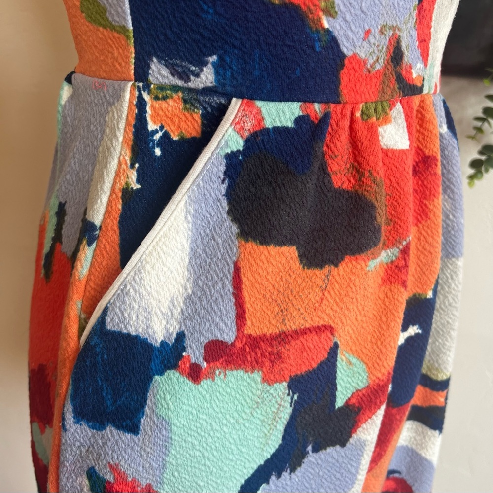 Anthropologie Postage Stamp Fit and Flare Abstract Dress - Picture 9 of 12